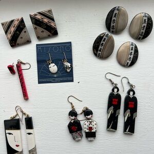 Misono japanese inspired, handpainted earrings, made in Vancouver.